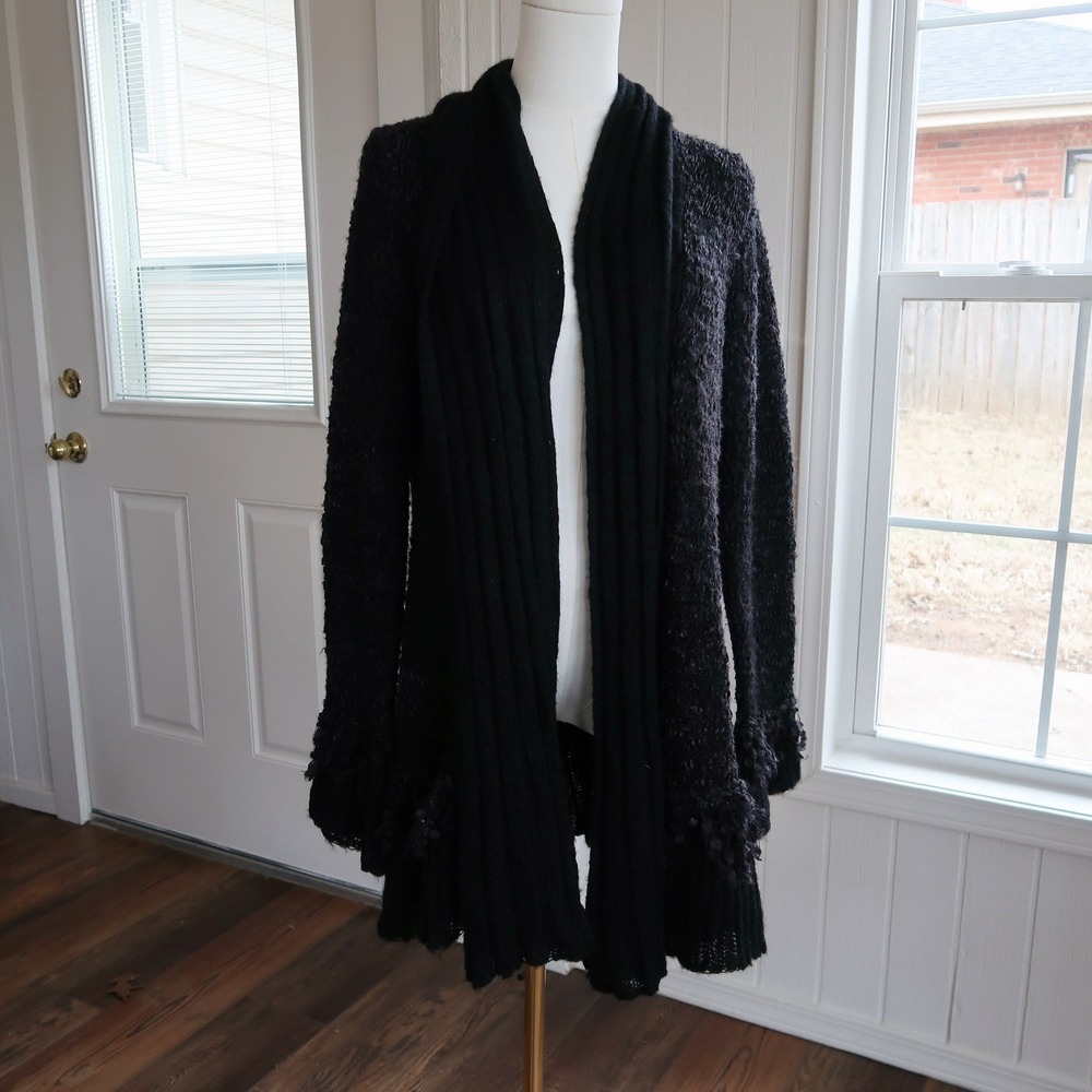Sioni Womens Vintage Cardigan L Black Whimsigoth Indie Sleaze Ruffle‎ Fairycore